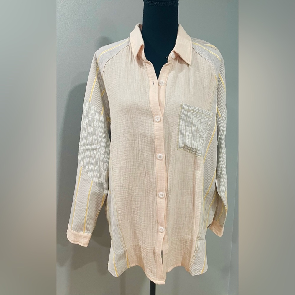 Davi & Dani Mixed Media Button-Up NWT